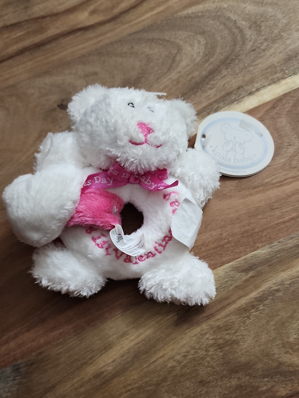 VINTAGE Koala Baby First Valentine 2-Pc Rattle Set Bear & Heart Wrist Rattle NWT